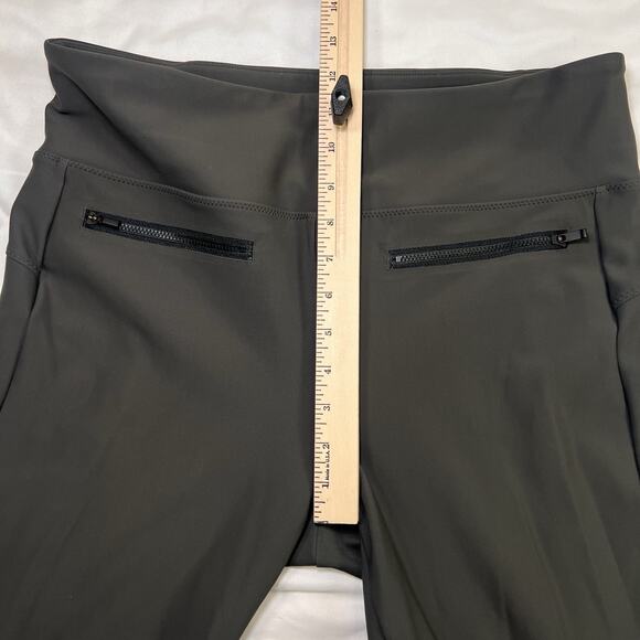 Athleta Stellar Trouser Pants Size L Dark Army Green Zip Pockets Crop Ankle Slim - Picture 7 of 15